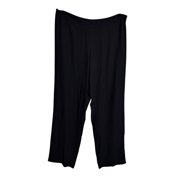 Eileen Fisher Pants - Eileen Fisher 100% Silk Wide Leg Pants Large Black Pull On Silk Georgette Crepe